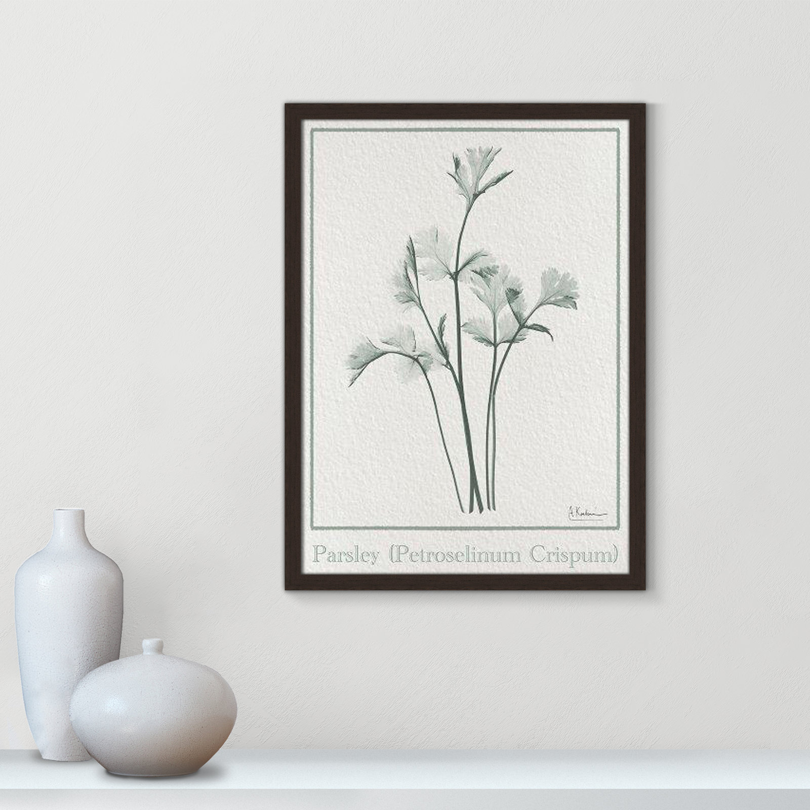 Jeanette "Parsley II" Print by Albert Koetsier, 23" H x 17" W x 1.25" D, Open Grain Walnut Framed Paper