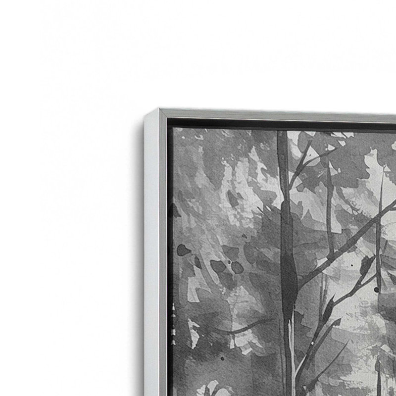 Ensemble de 3 impressions sur toile Forest Enclave, Cadre flottant en chrome poli, H 18,75 po x l 38,25 po x P 1,75 po