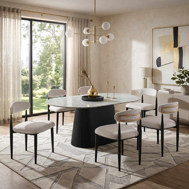 Ensemble de table de salle à manger Novato, 7 pièces : table, 6 chaises