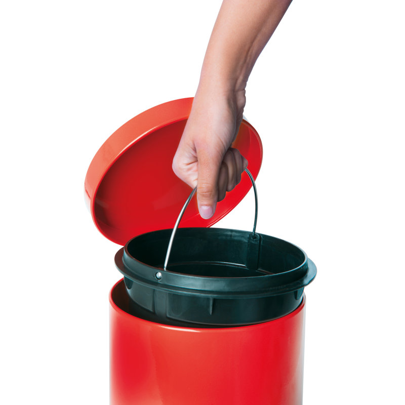 Steel Step On Kitchen Trash Can - 5L, Red