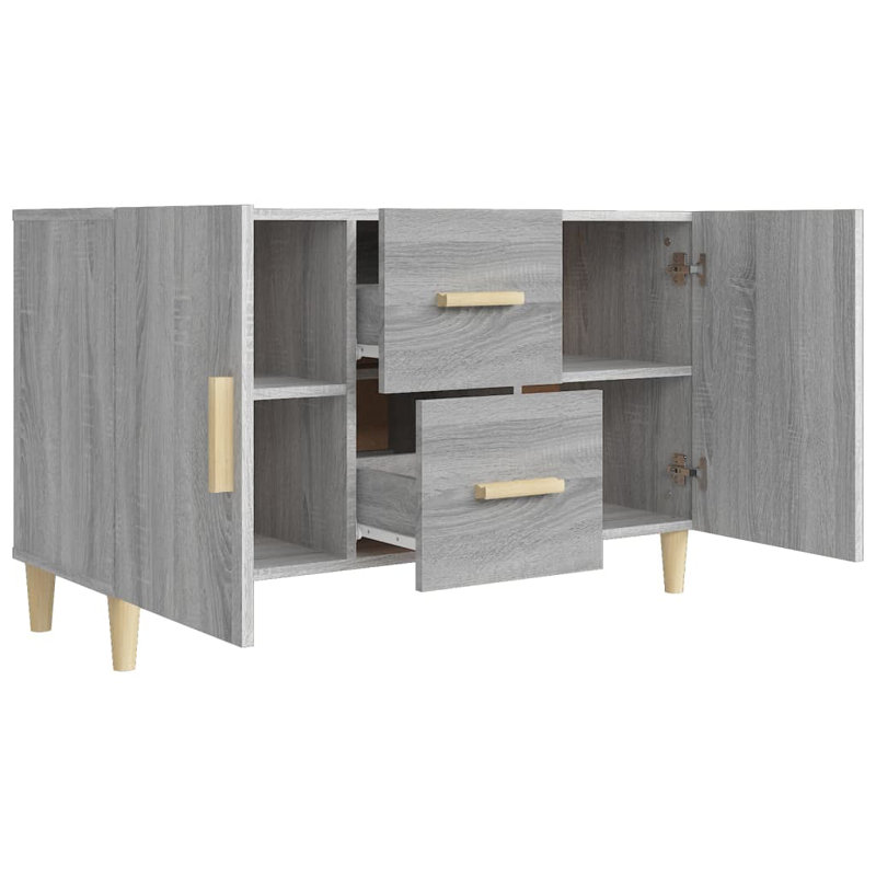 Buffet en bois manufacturé à 2 tiroirs de 39,4 po de large Genene, Sonoma gris