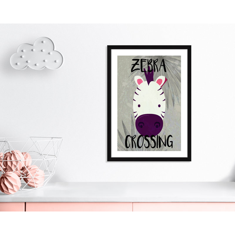 Impression sur papier Zebra Crossing, H 34,5 po x l 24,5 po x P 0,6 po, Encadré plat noir