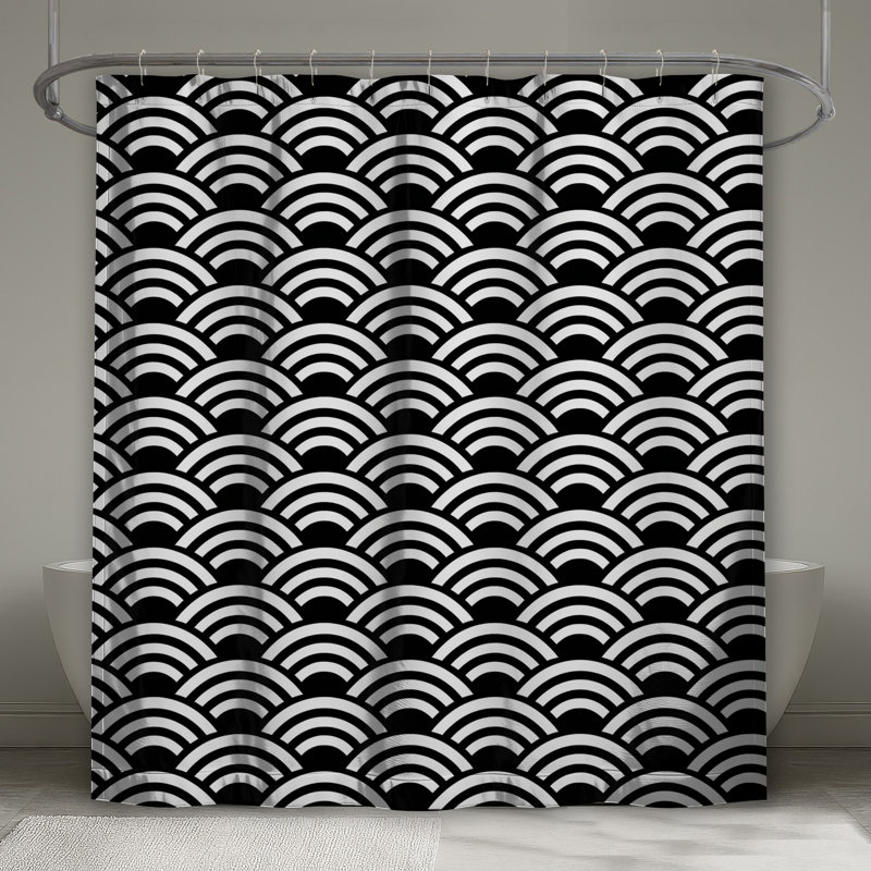 Rideaux de douche noir et blanc Arches, 70in W x 93in H