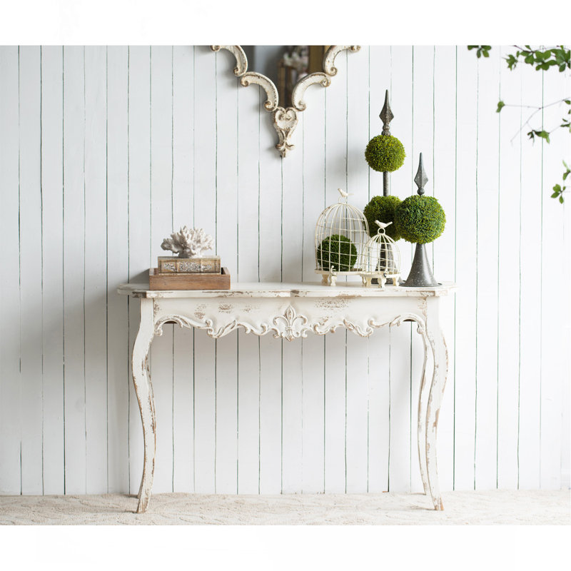 Console 46 po x 16,5 po x 30 po Slimline Whitewash, pour couloir salon chambre à coucher