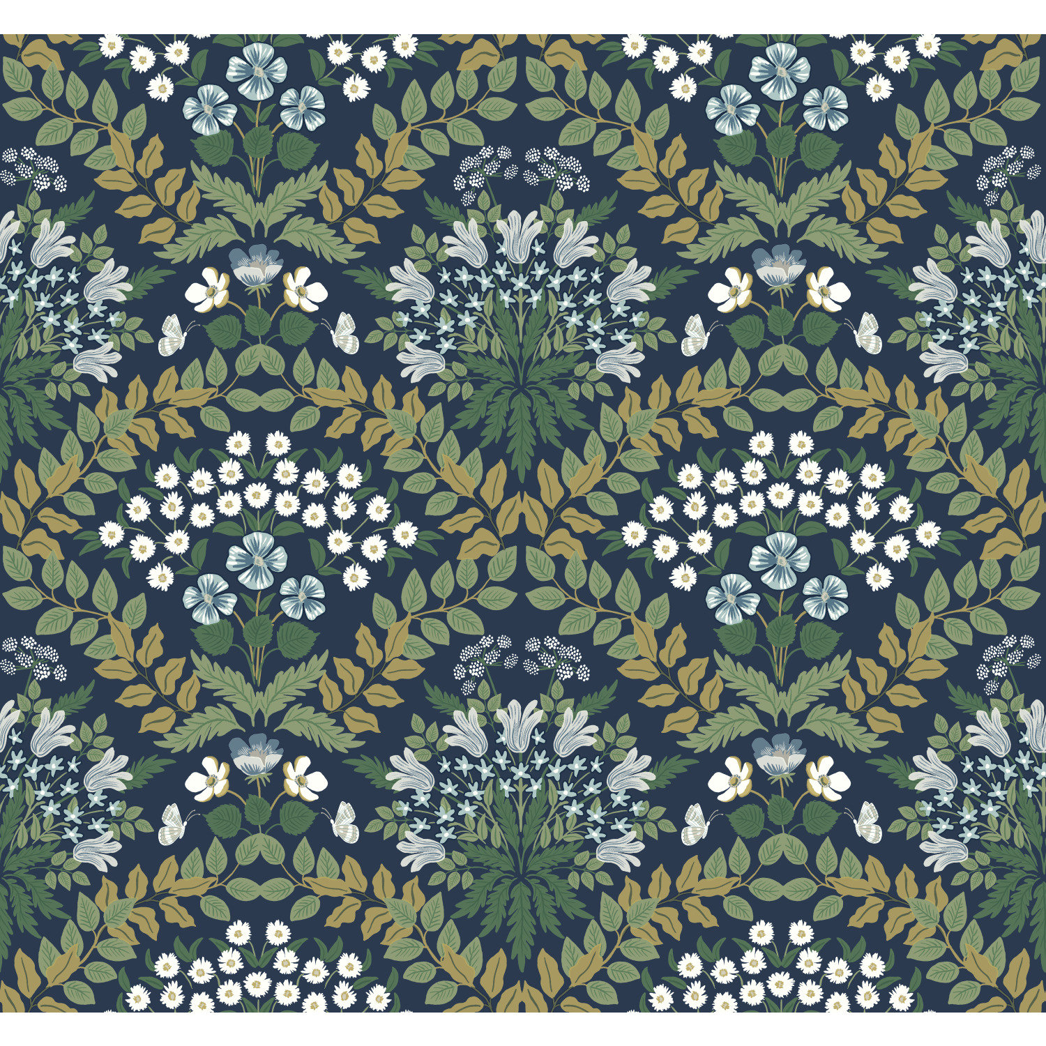Bramble Wallpaper Double Roll, Navy Blue/Green