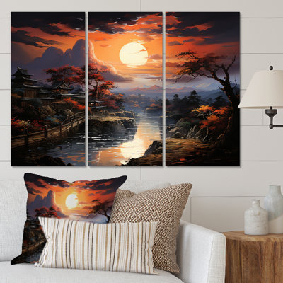 «Asian Art Silk Dawn» sur toile, reproduction de 3 pièces