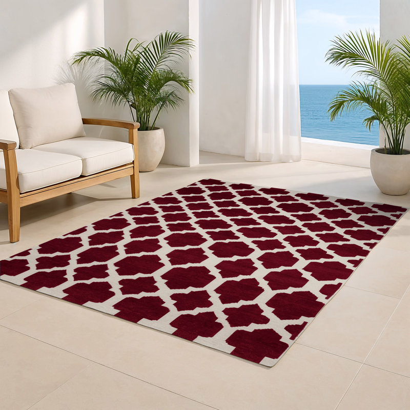 Tapis rouge intérieur et extérieur Trellis, Rectangulaire 3 pi x 5 pi