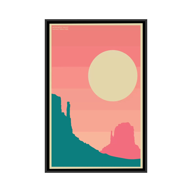 Monument Valley, impression sur toile tendue, H 60 po x l 40po x P 1,5 po, Toile avec cadre noir, Pas de tapis