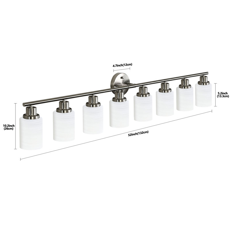 8- Bathroom Wall Sconce In Brushed Nickel With Frosted Glass, Modern Design For Hallway & Bedroom, Rust- Material, Soothing , Quick Setup Vanity Lamp, Finish And Glass Shade, Fit Bathroom, Hallway,