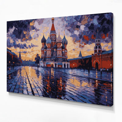 Cities Moscow Russia Purple Canvas Wall Art