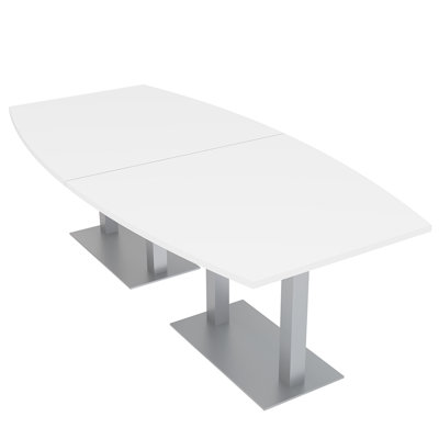 Table de conférence en forme de bateau avec base en métal double