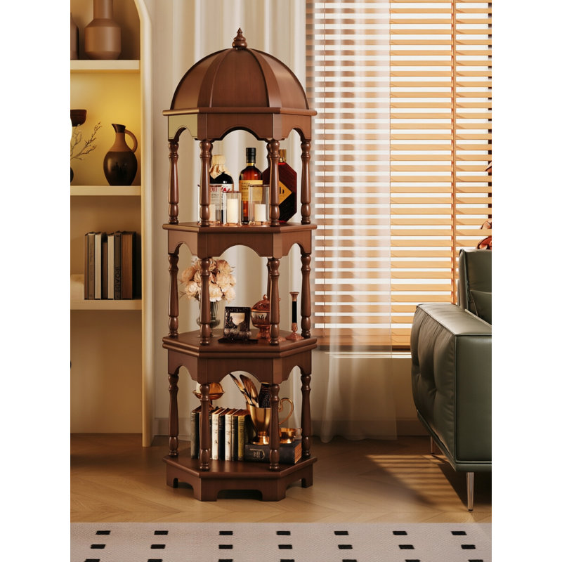 Armoire de rangement et porte-bouteilles en bois massif de style américain 79,53 ", Brun