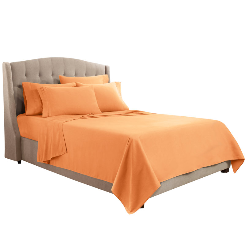 Microfiber Sheet Set, Apricot Orange, Full Sheet Set + 1 Fitted Sheet + 4 Pillowcases