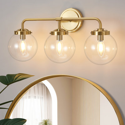 Airabelle Bathroom Vanity Lighting With Clear Shades Dimmable Bathroom Light Fixtures