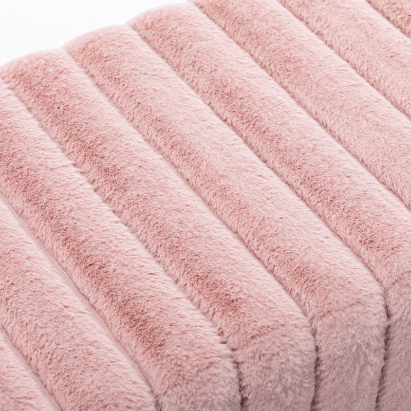 Julietta Tufted Upholstered Bench with Soft Sherpa Fabric and Modern Metal Legs, Pink