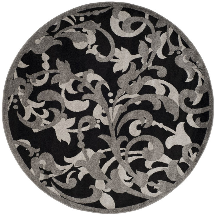 Ammundsen Floral Anthracite/Light Grey Area Rug
