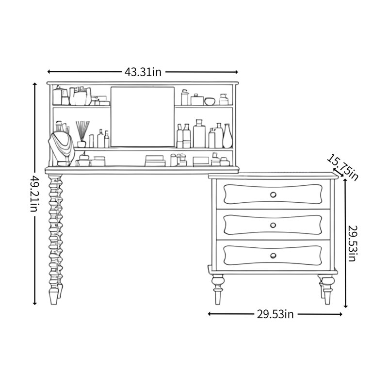 Commode de luxe rétro française, Noir / brun