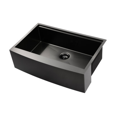 33X22x10" Stainless Steel Workstation Kitchen Sink With Apron - Matte Black, Treatment, Keep Hygienic Single Bowl Soundproof Design, Reduce Noise In