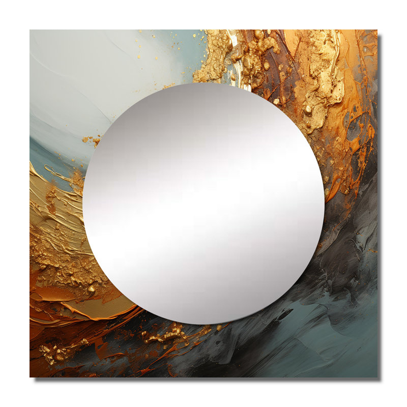 Décoration murale or et bleu sarcelle spirale alchimie abstraite, 36 po x 36 po