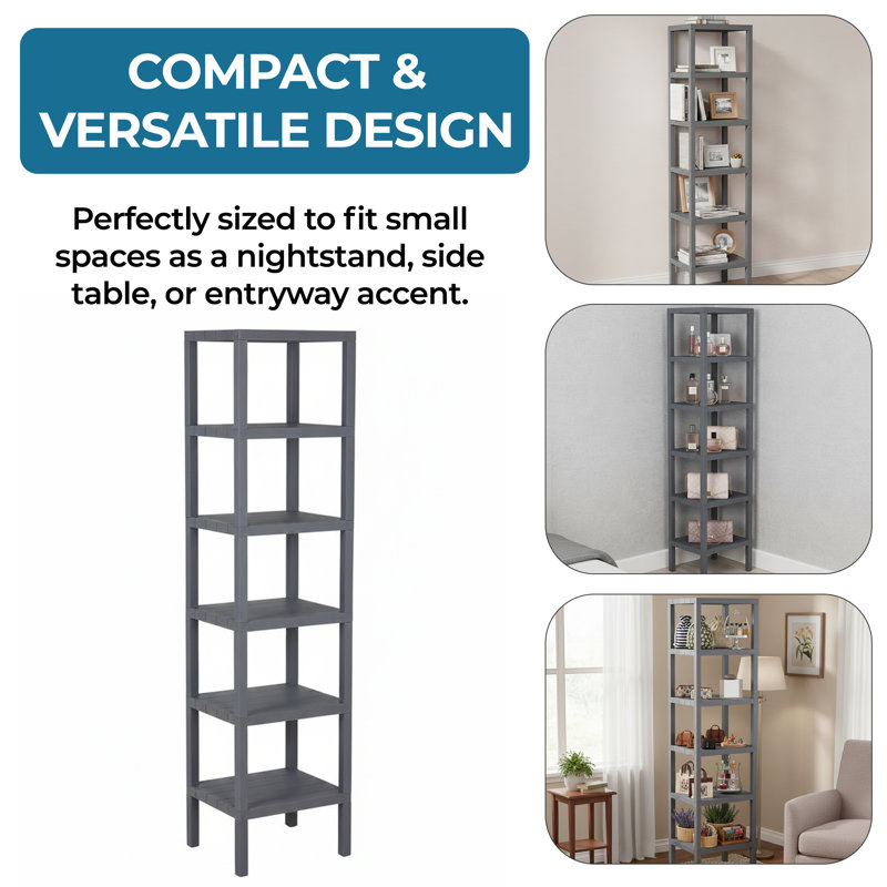 Plastic Modular Shelf Unit 6 Tiers, Grey, 59.94" H x 12.99" W x 15.15" D