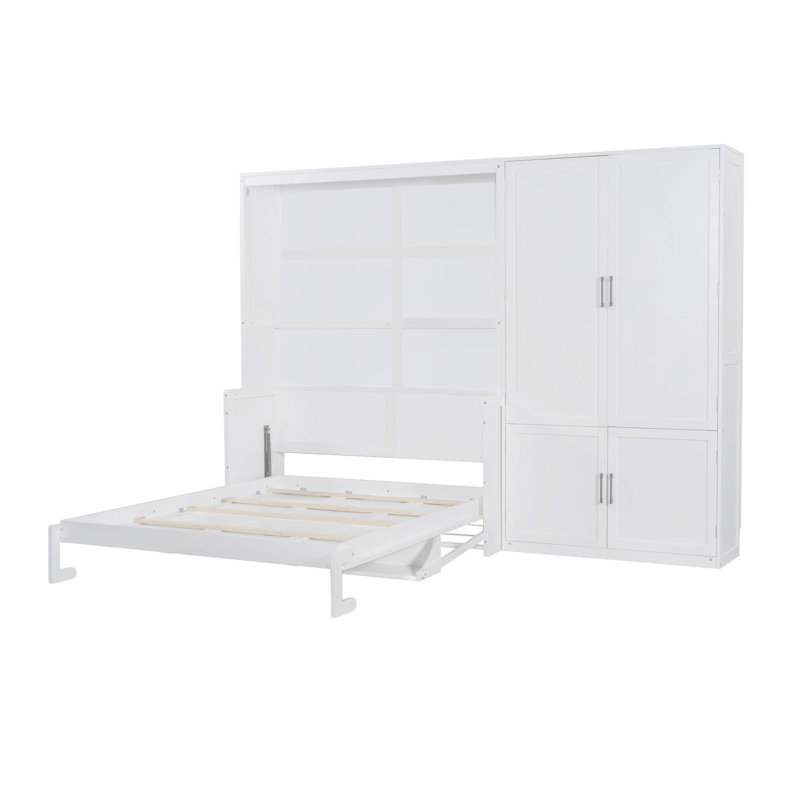 Murphy Bed With Armoire, White