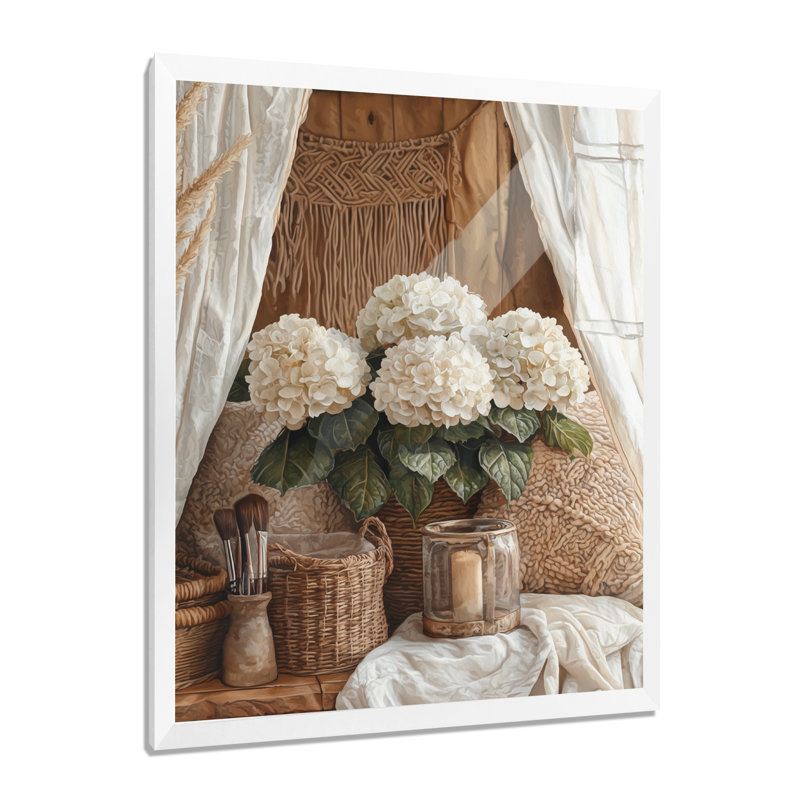 Goshen - impressions sur toile florales, 20" H x 12" W, Picture Framed, Blanc