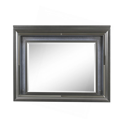 Metallic Gray Finish Mirror W/Led