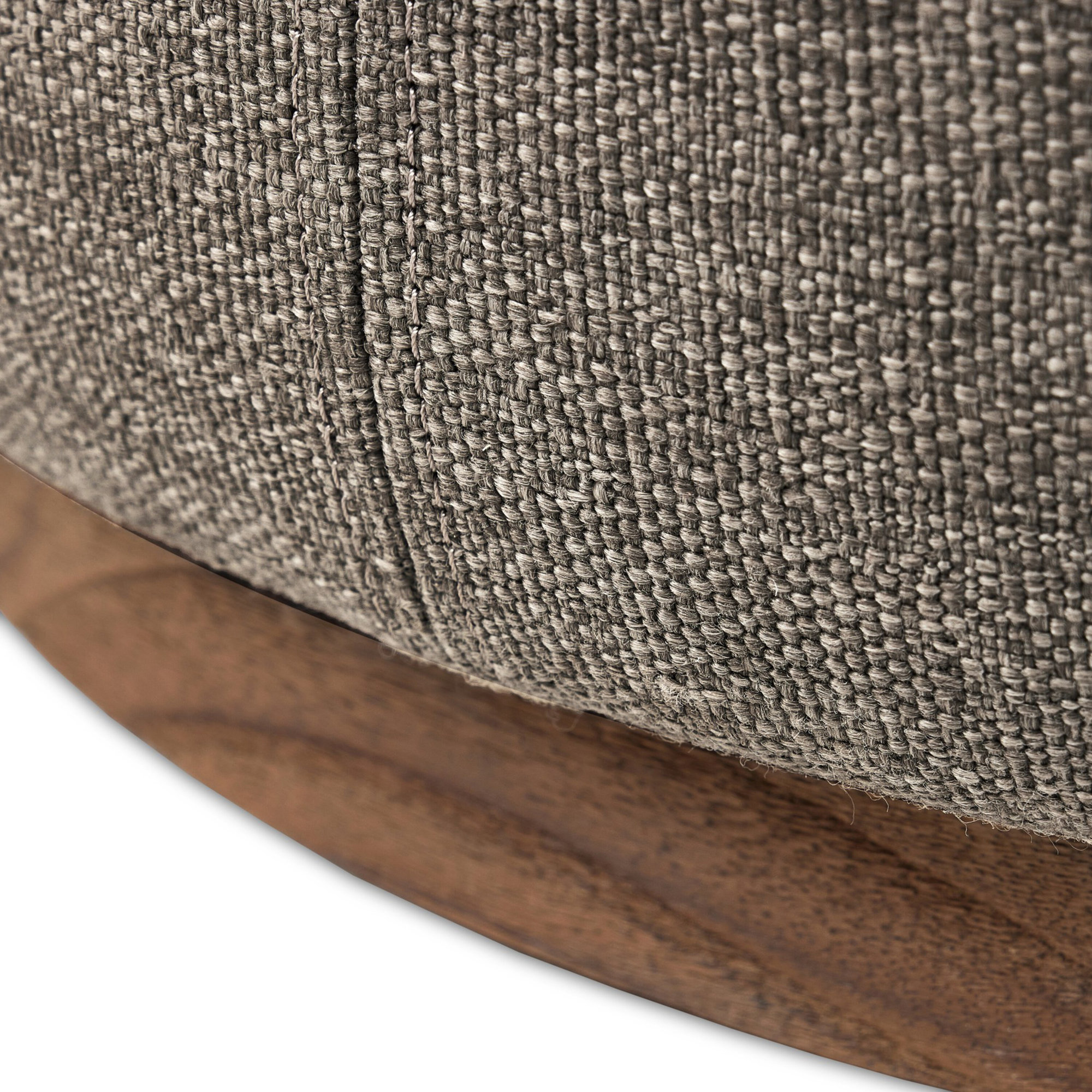 Devin Round Teak Outdoor Ottoman with Cushion, Brown