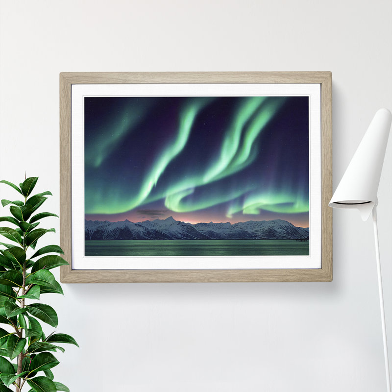 Brilliant Aurora Borealis - Framed Print, 25cm H x 34cm W x 2cm D, Oak Framed