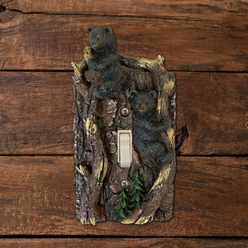 Wall Plate Cover in Black Bear Climibing on Tree Branch Design