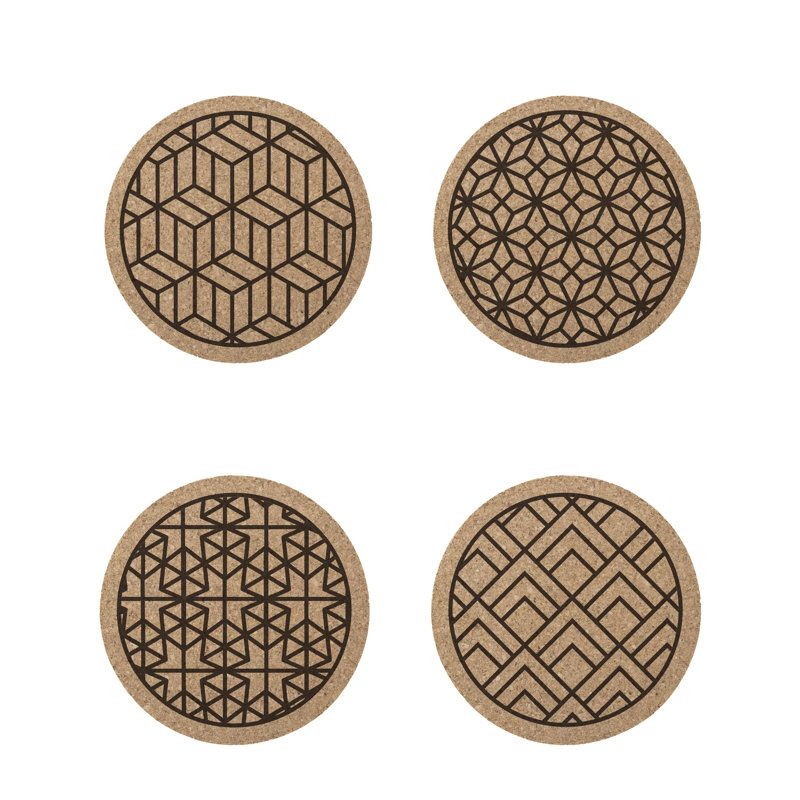 Ensemble de sous-verres avec support Corky