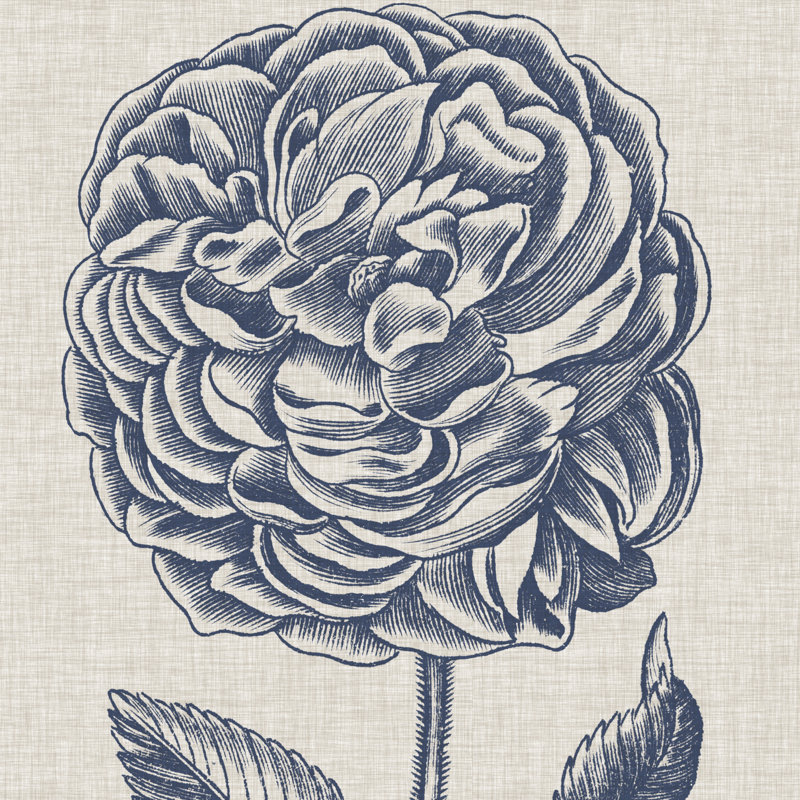 Indigo Floral On Linen V by Vision Studio - Wrapped Canvas Painting, 122cm H x 122cm W