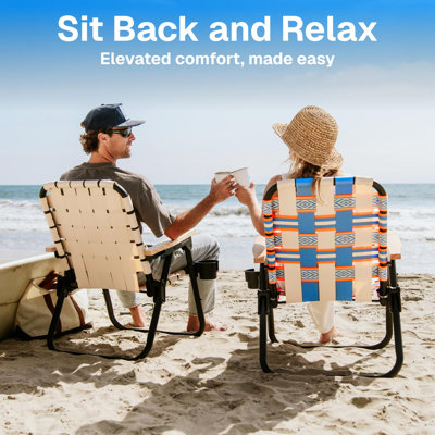 GoSports Outdoors WOVN Premium Beach & Camping Chair - Folding Backpack Chair for Adults