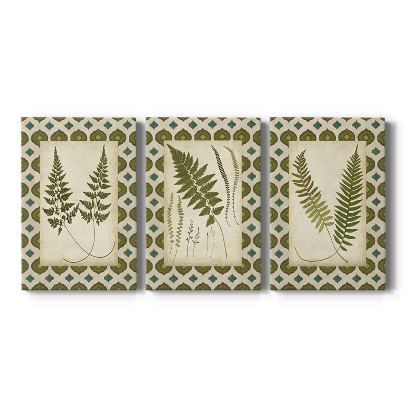Fougères marocaines I - Toile tendue avec châssis sur mesure - 3 pièces, H 12 po x l 24 po