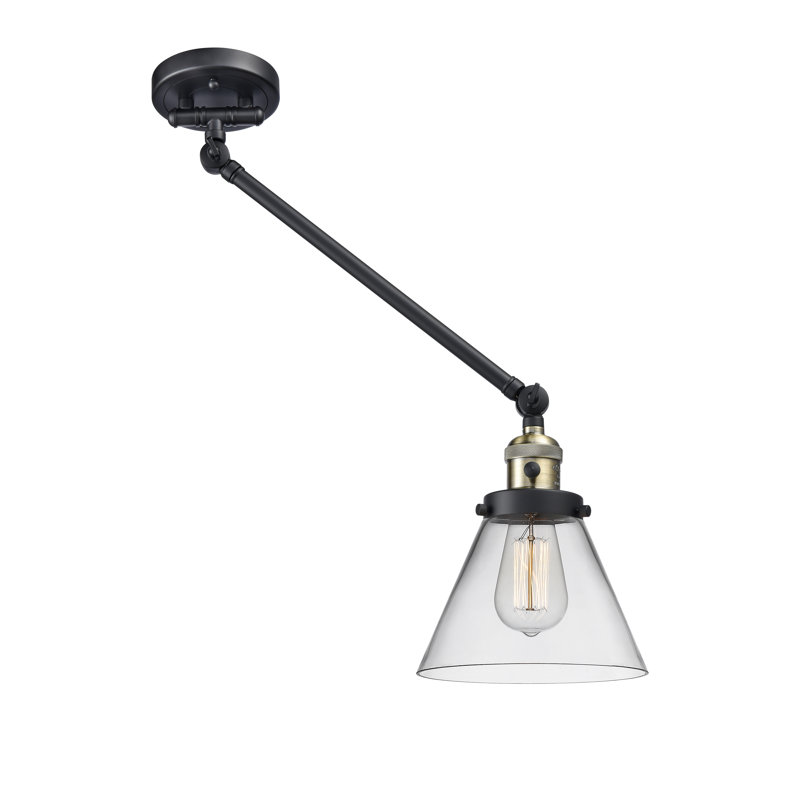 Lampe murale avec bras pivotant 1 lumière Andrella, Ampoule incandescente rétro à intensité réglab, Transparent