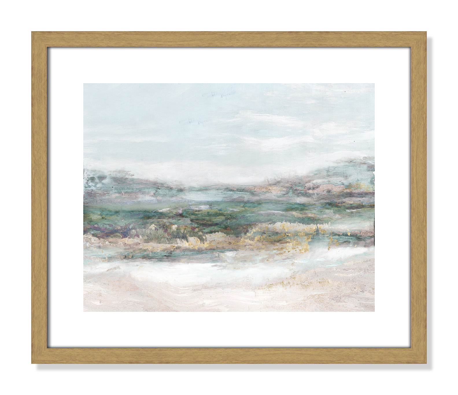 Lori "Dazzling" Painting by Matina Theodosiou, 16" H x 19" W x 0.75" D, Natural Wood Grain Framed Paper, White