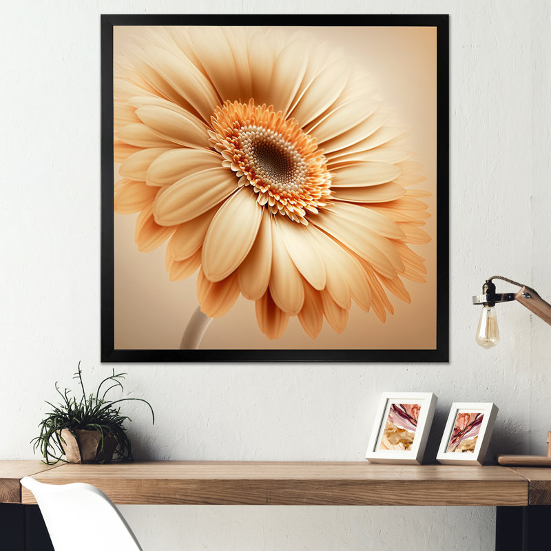 " Orange Gerbera Flower IV ", Black Picture Framed Canvas, 36" H x 36" W x 1" D