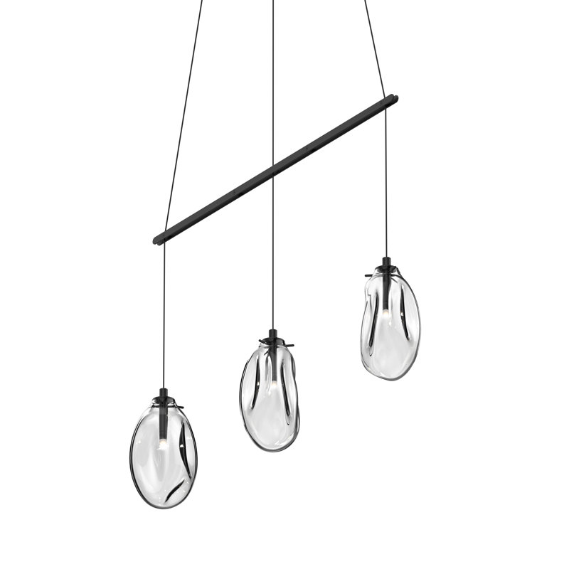 Luminaire suspendu en grappe à 9 lumières liquide, Transparent