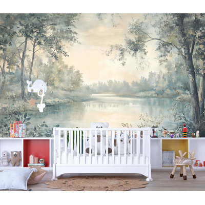 Papier peint Calm River Forest - Papier peint nature paysage pour chambre à coucher et salon