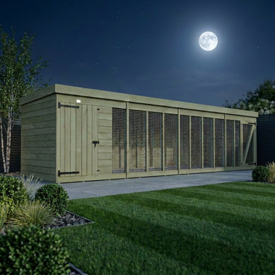 Total Sheds 20ft x 4ft Dog Run Short - Outdoor Dog Kennel - Pressure Treated Timber - UK Manufactured