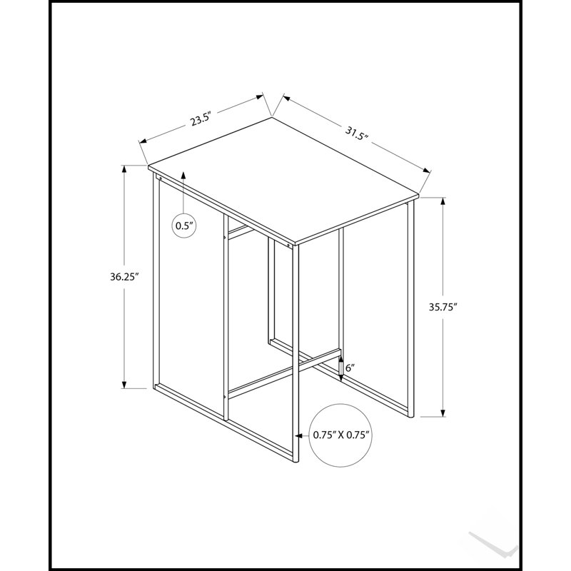 Table de salle à manger rectangulaire moderne à hauteur de comptoir de 32 pouces, compacte et durable pour les petites cuisines