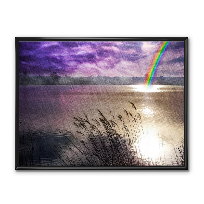 «Mysterious Landscape» par Lakeside with Rainbow - reproduction d'art sur toile, H 30 po x l 40 po x 1,5 po