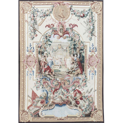 Hand-Knotted High-Quality Beige and Red Area Rug