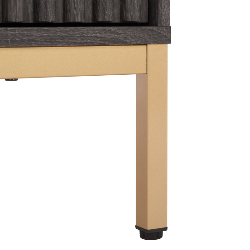 Commode 6 tiroirs Burgess, Noir vieilli / or