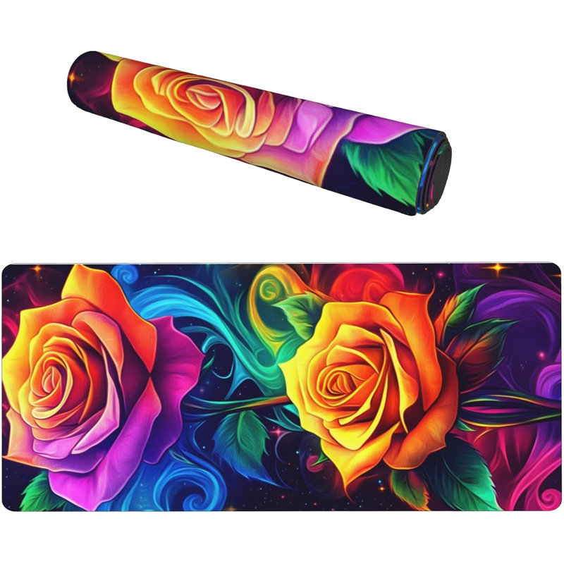 Tapis de souris rose psychédélique, grand format, décor de bureau pour les fêtes, 40 x 80 cm