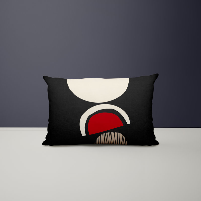 Housse et insert de coussin rectangulaire intérieur / extérieur en polyester / mélange de polyester Chamu, Rouge/noir