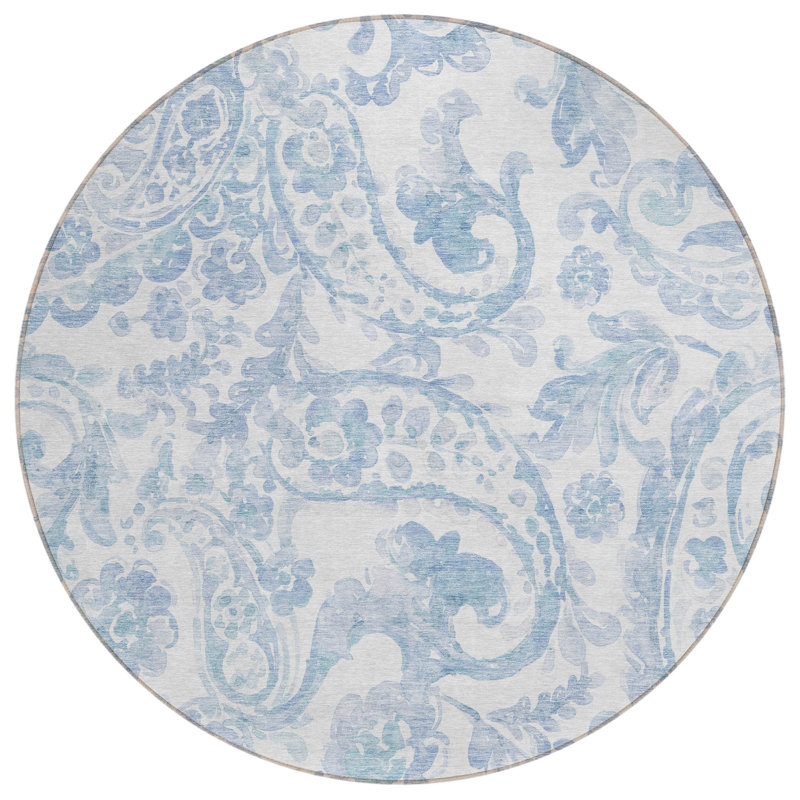 Spresa Washable Paisley Indoor / Outdoor Rug, Round 8'