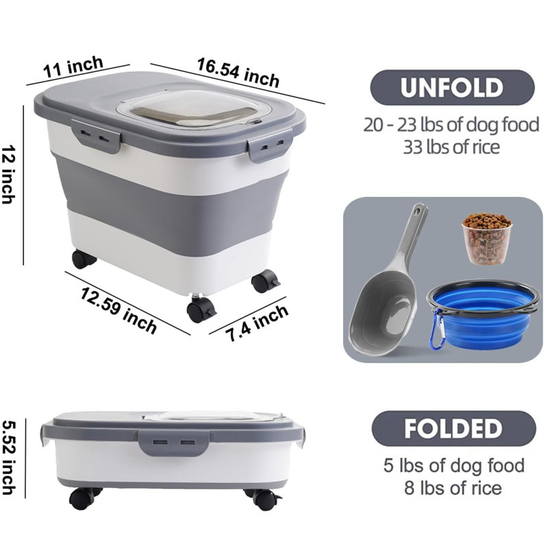 23 Lb. Plastic Food Storage Container, Gray