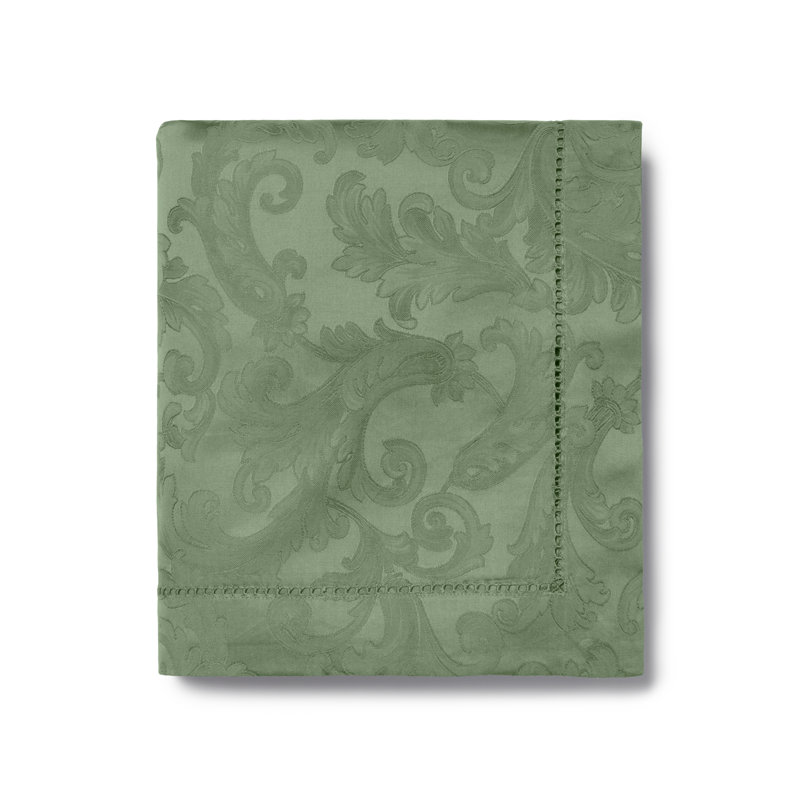Acanthus Handmade Floral Tablecloth, 108" L x 70" W, Sage