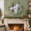Couronne de flocon de neige de 24 pouces avec eucalyptus vert, décor de porte d'entrée rustique pour Noël d'hiver